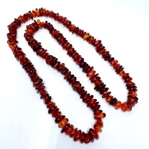 Stunning Vintage Amber Beaded 31" STatement Boho Necklace Beautiful Fashion